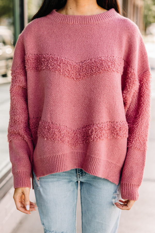 pink textured sweater