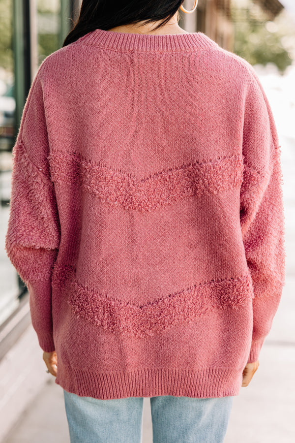 pink textured sweater