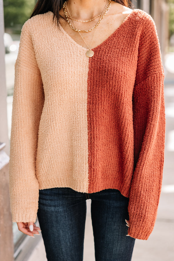 orange colorblock sweater