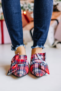 Warmest Wishes Red Plaid Flat Mules