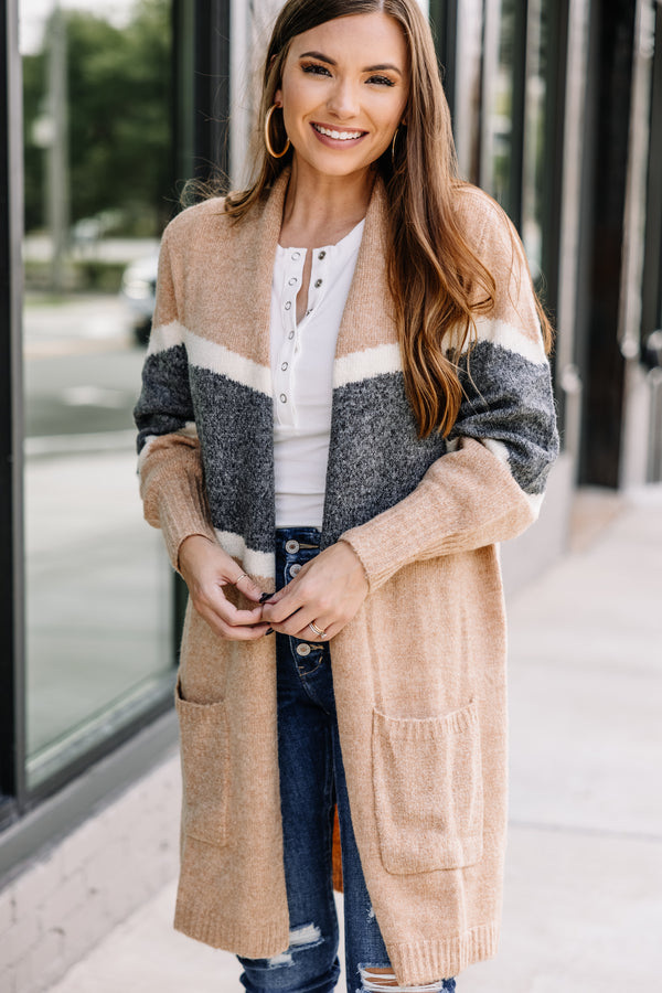 colorblock brown cardigan