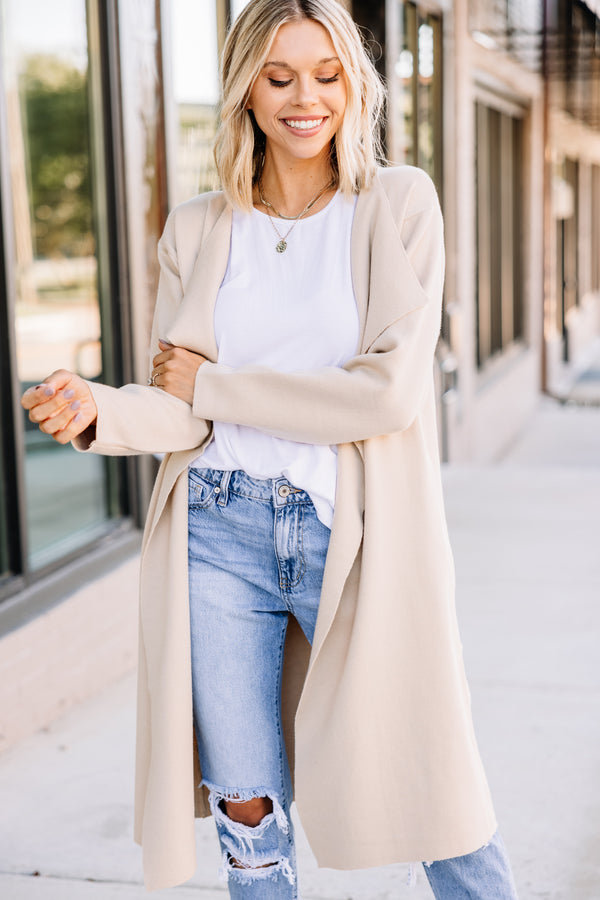 light taupe coat