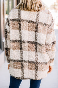 Look This Way Brown Plaid Coat