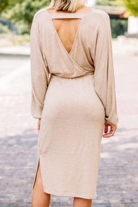 brown midi sweater dress