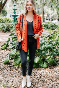 Get Moving Canyon Clay Orange Spotted Cardigan