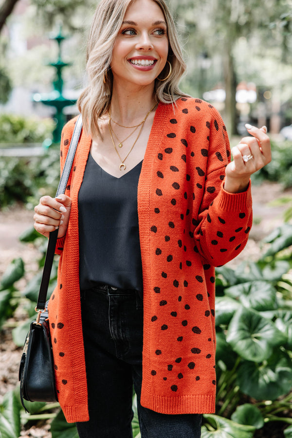 Get Moving Canyon Clay Orange Spotted Cardigan