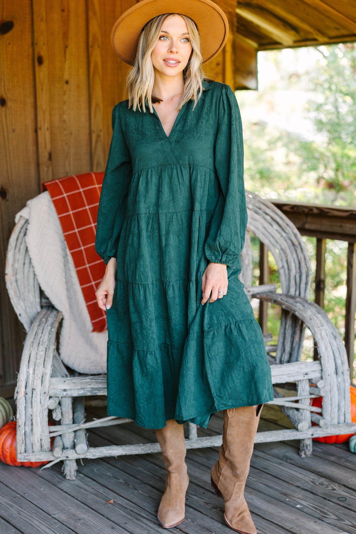 It's All Fact Forest Green Textured Midi Dress – Shop the Mint