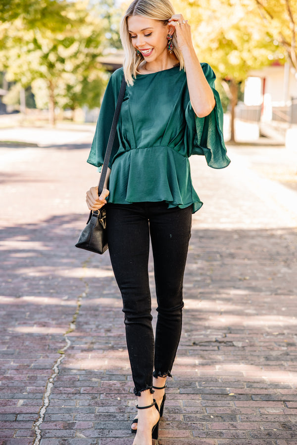 green satin blouse