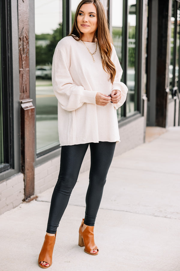 white chenille sweater