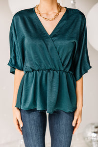 green satin blouse