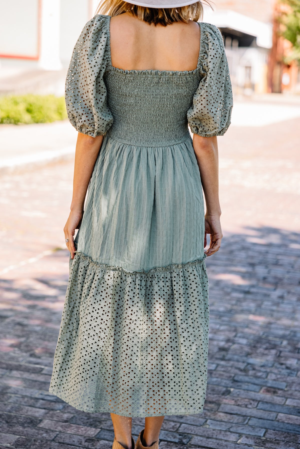 Want It All Sage Green Eyelet Midi Dress Shop the Mint
