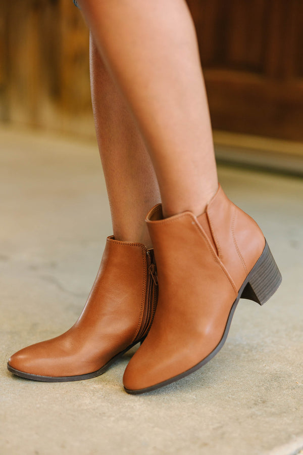 Give You A Try Cognac Brown Booties Shop the Mint Give You A Try Cognac Brown Booties Shop the Mint