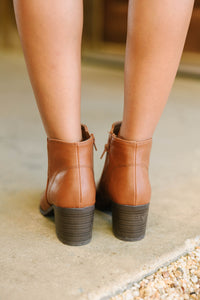 Give You A Try Cognac Brown Booties