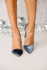 blue velvet heels