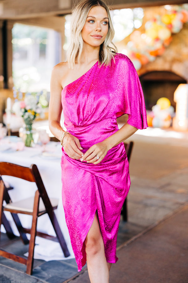 Best Of You Fuchsia Pink Satin One Shoulder Dress – Shop the Mint Best Of You Fuchsia Pink Satin One Shoulder Dress – Shop the Mint