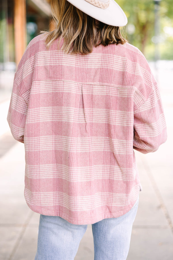 Give It A Try Desert Rose Pink Plaid Shacket