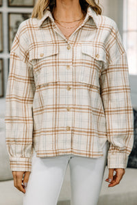 It's Your Time Cream White Plaid Shacket