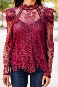 Feminine Aspirations Wine Red Lace Blouse