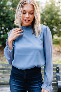 Dream Of The Day Slate Blue Blouse