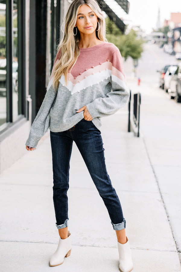 pink pom pom sweater