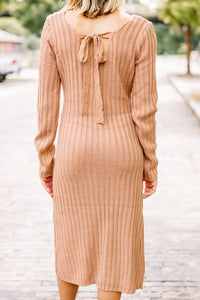 Take A Look Nude Brown Sweater Dress
