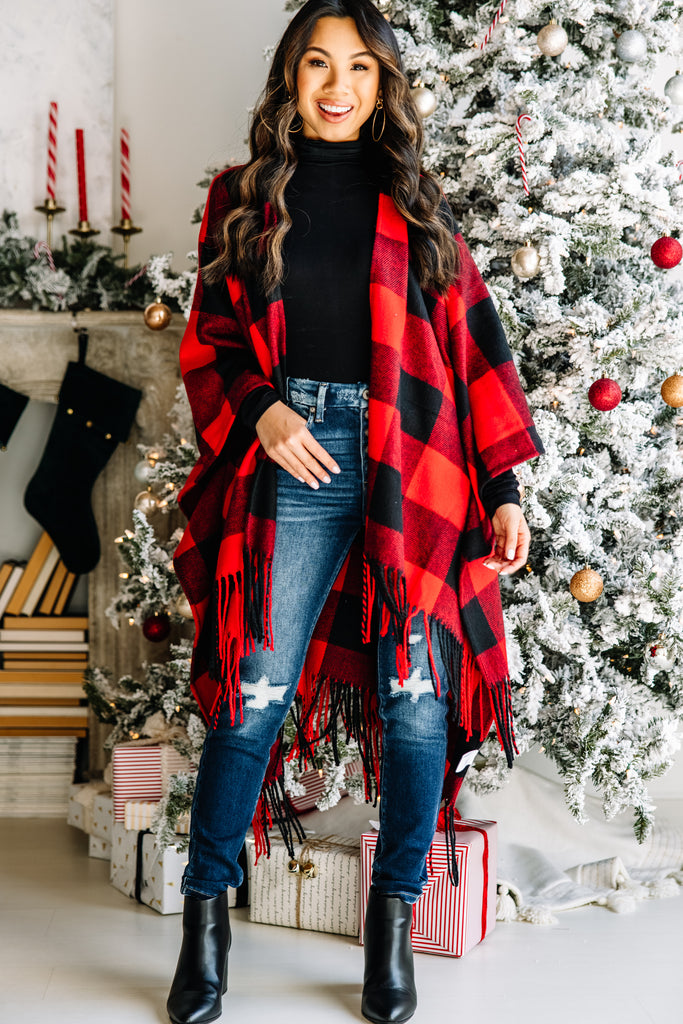 Feel The Connection Red Buffalo Plaid Poncho – Shop the Mint