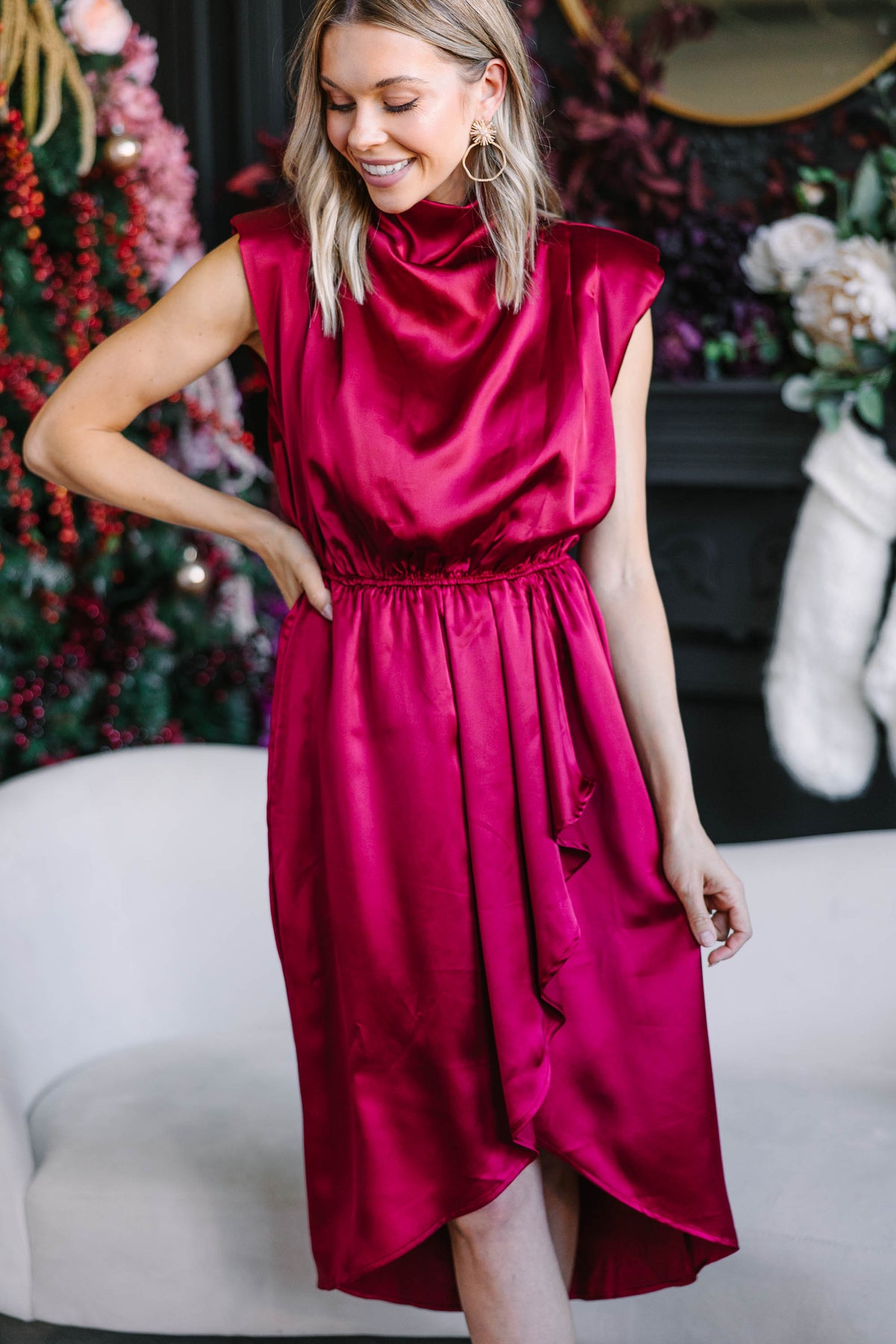 All Eyes On You Ruby Red Satin Midi Dress, Small - The Mint Julep Boutique | Women's Boutique Clothing All Eyes On You Ruby Red Satin Midi Dress, Small - The Mint Julep Boutique | Women's Boutique Clothing