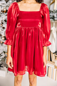 Keep Your Eyes On Me Red Babydoll Dress