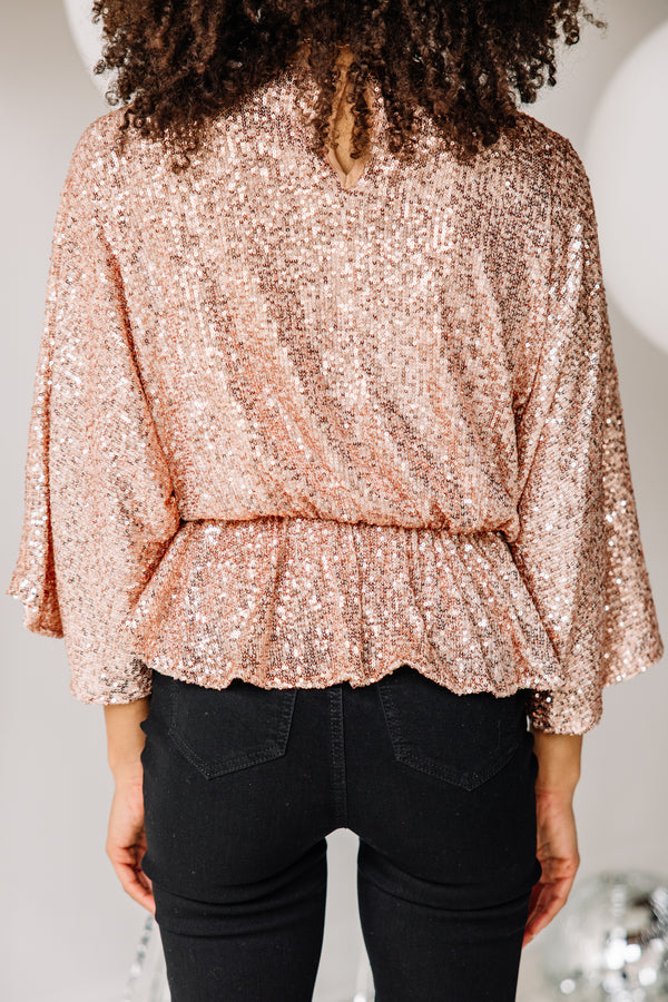 All Shine Rose Gold Sequin Blouse