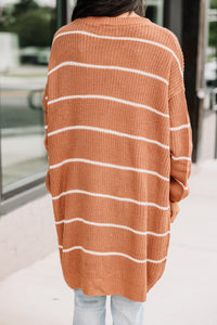 brown striped cardigan
