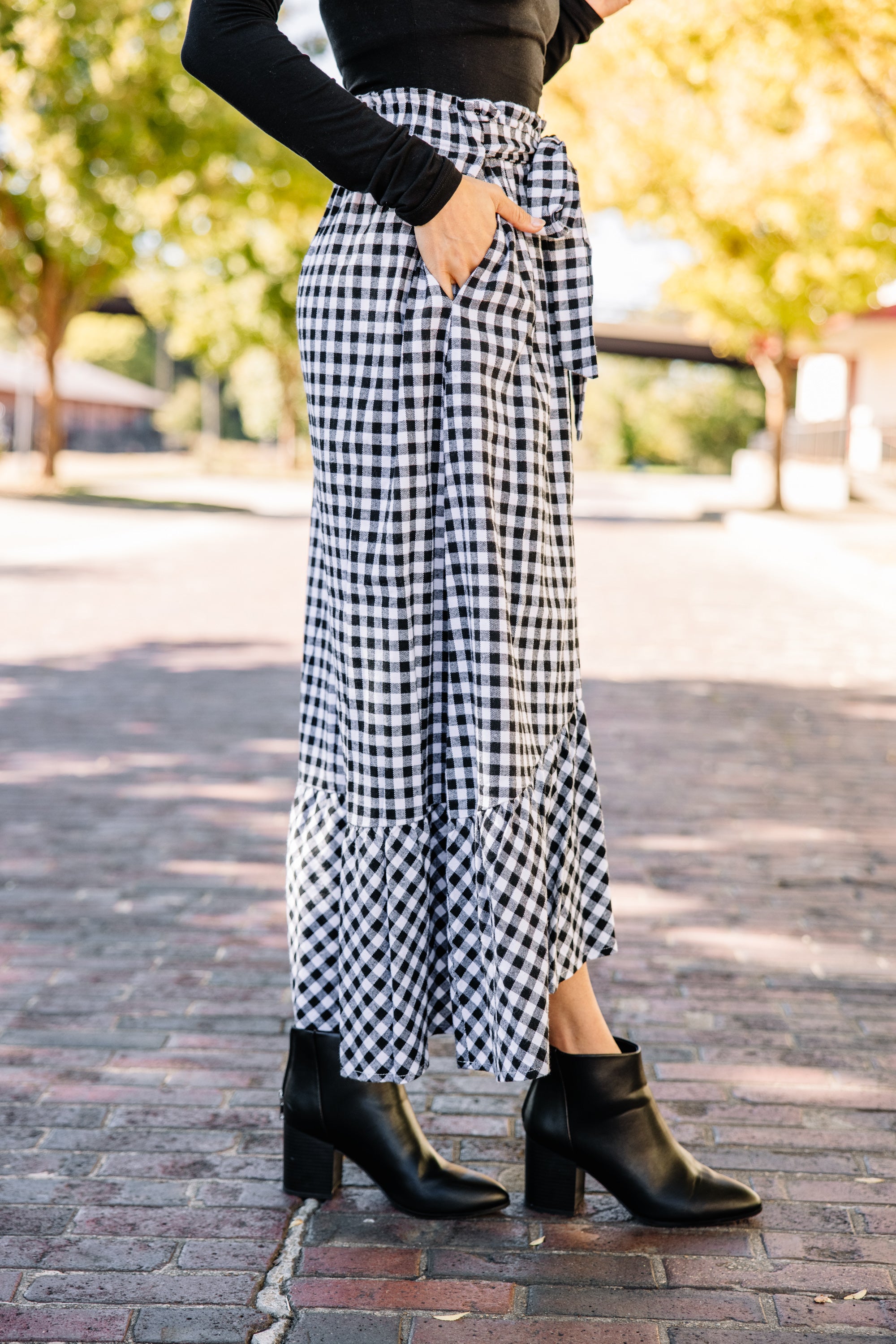 Festive Fun Black Gingham Maxi Skirt – Shop The Mint