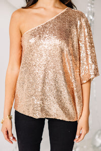 Dance All Night Champagne Sequin Blouse