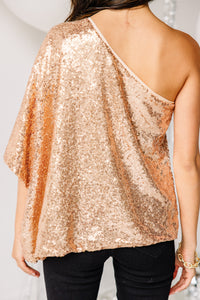 Dance All Night Champagne Sequin Blouse