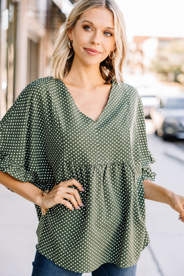 Green polka cheap dot blouse