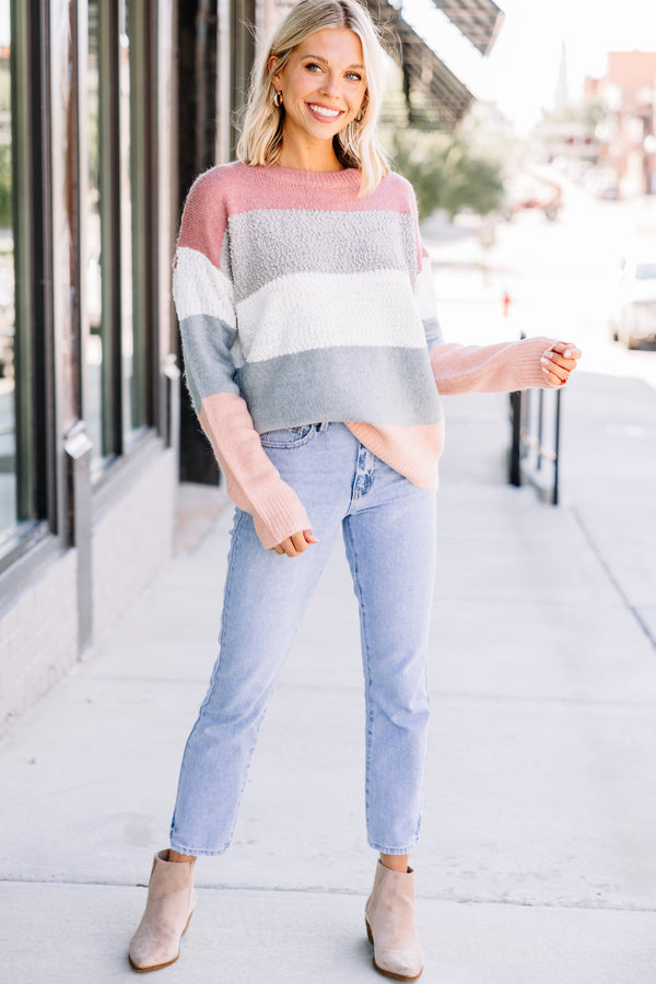 pink colorblock sweater