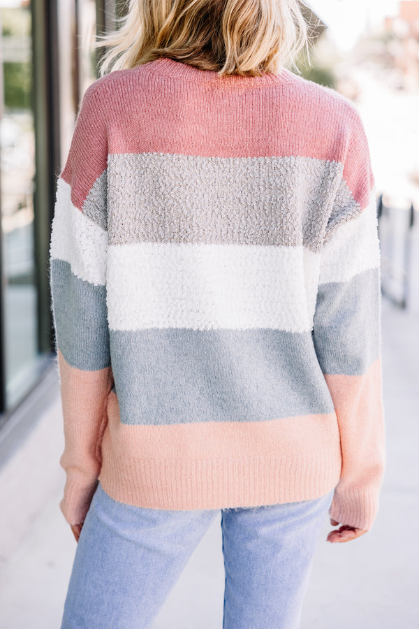 pink colorblock sweater