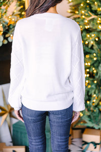 As It Happens Ivory White Embellished Sweater