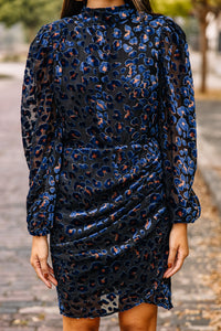 blue velvet leopard dress