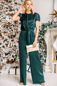 Wish You Well Emerald Green Satin Jumpsuit