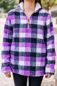 This Is The Move Purple Plaid Pullover