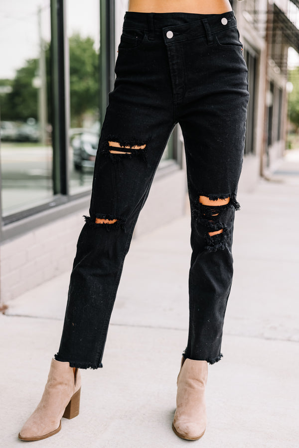 distressed black jeans