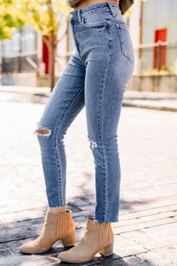 distressed high waist jeans