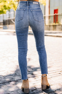 distressed high waist jeans