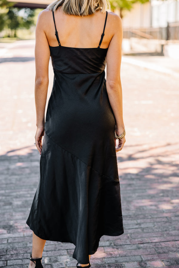 Feeling Fancy Black Satin Midi Dress Shop the Mint Feeling Fancy Black Satin Midi Dress Shop the Mint