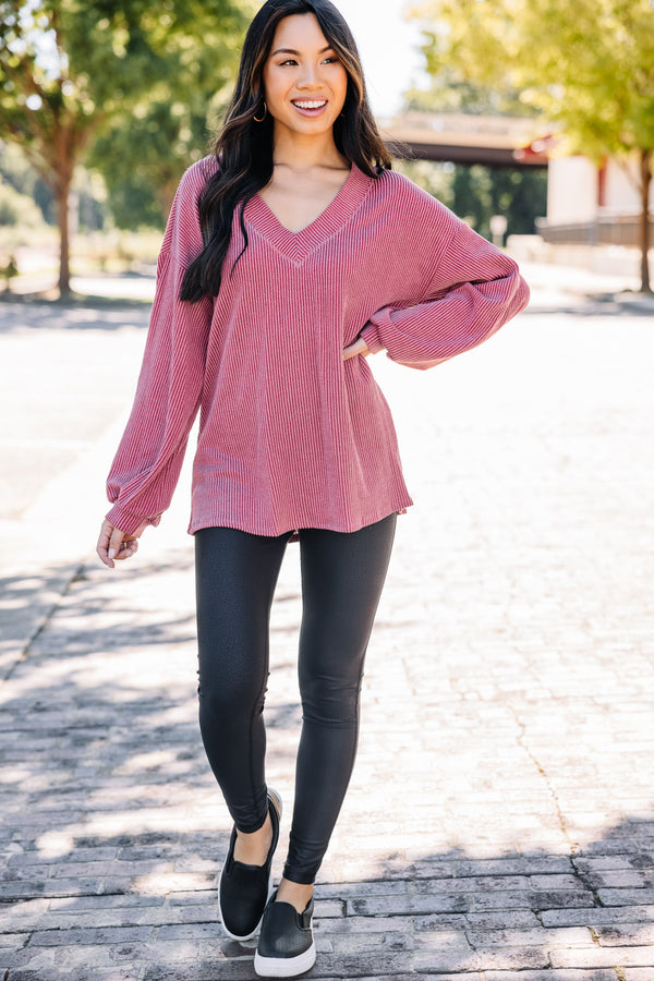 red ribbed top