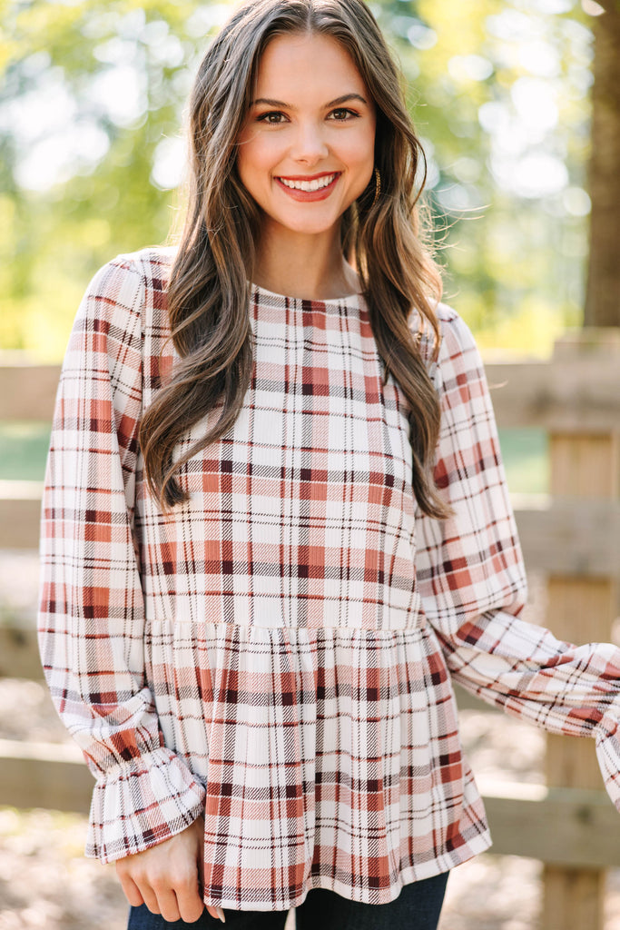 Need You Always Rust Orange Plaid Top – Shop the Mint