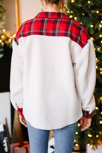 All Your Own Red Plaid Sherpa Jacket