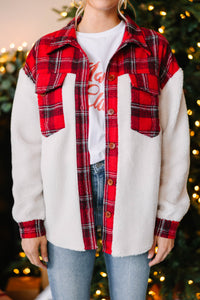 All Your Own Red Plaid Sherpa Jacket