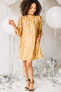 satin gold chevron dress
