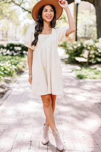 On Your Team Cream White Cable Knit Babydoll Dress